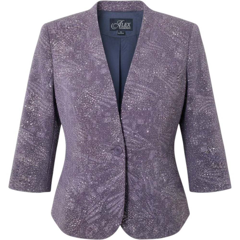 Alex Evenings NWT Gray Glitter Shimmer Stretch Knit Jacket Blazer Size 10 New